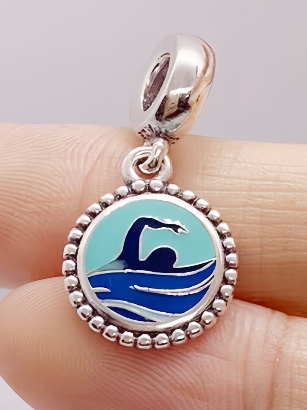 "Pandora Destination Dangle Charm Loch Ness Monster Enamel Scotland Travel Souve